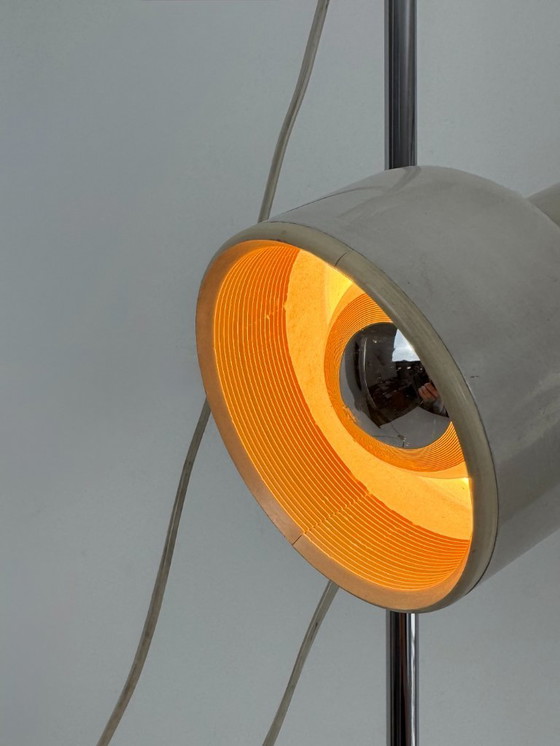 Image 1 of Vintage Adjustable Floor Lamp, Chrome and Beige Pressed ABS, France, 1970