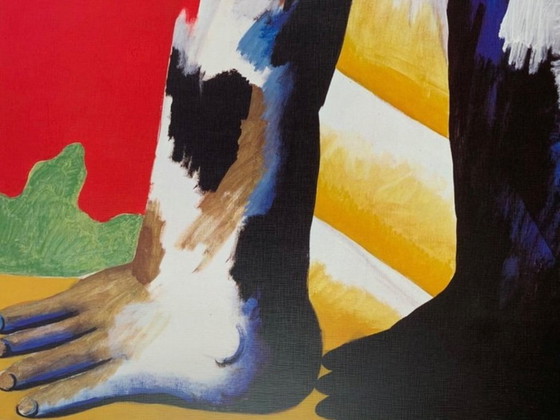 Image 1 of Horst Antes: "Figure Black and White 1967". Rara stampa artistica su carta robusta con texture telata. In ottime condi