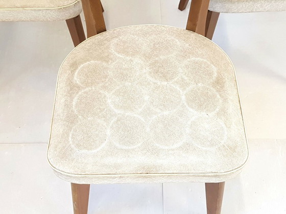 Image 1 of SUITE DE 3 CHAISES VINTAGE BOIS & SKAI 1950 VINTAGE 50S 50'S ANNEES 50