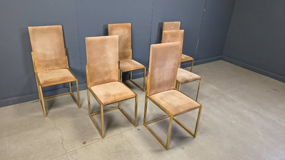 Image 1 of Vintage messing eetkamerstoelen van Belgochrom, set van 6 - jaren 70