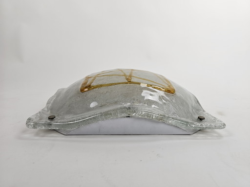 Italian ceiling lamp or wall lamp thick Murano ice glass