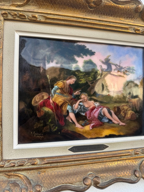 Quadro smaltato Art Limoges R.Restoueix anni '60 – Dipinti e disegni, Rame, Legno (photo 2 of 10)