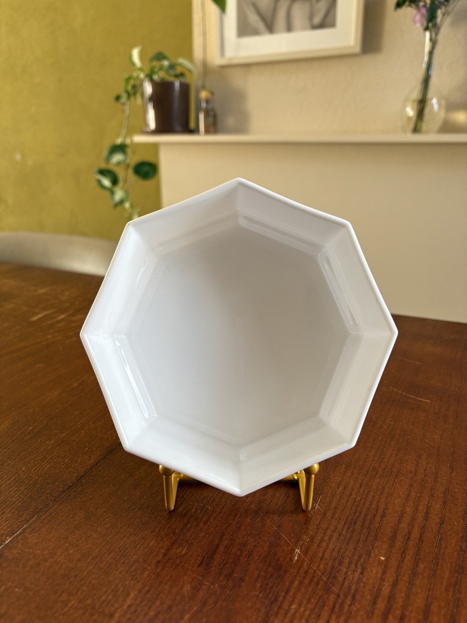 C3/ ARCOPAL GRAND Plat Plat Modelle Octime Hexagonal Blanc Traits Noirs