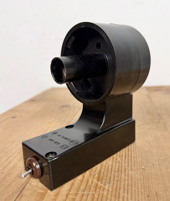 Image 1 of Industrial Brown Bakelite Wall Light with Milk Glass, 1960s