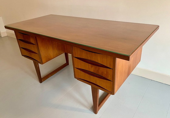 Image 1 of Vintage Danish Teak Executive Desk – Omann Jun / Vodder Style