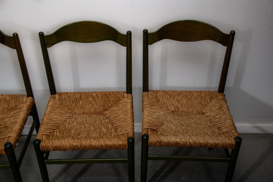 Image 1 of Sillas de comedor de haya verde y junco