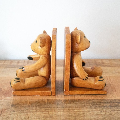 Vintage Teddybär-Buchstützen-Set