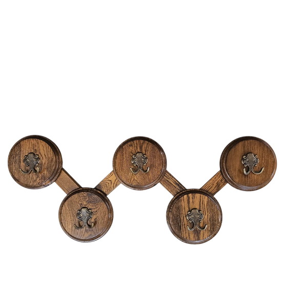 Oak wood wall coat rack / 1960s (photo 2 of 10)