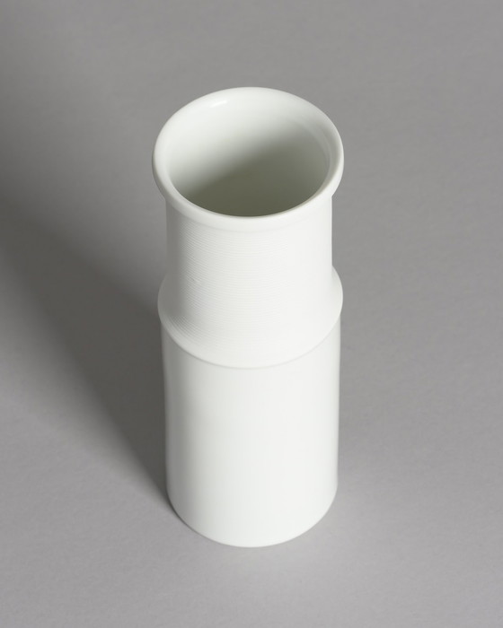 Image 1 of Rosenthal Glossy & Matte Porcelain Vase Duo Tapio Wirkkala Vintage Mid-Century