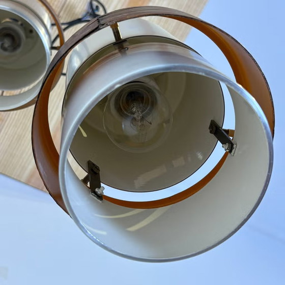 Jo Hammerborg, Vintage Pendant lamps with Rosewood ring, Fog & Mørup, Aluminium, Brown, Scandinavian (photo 11 of 14)