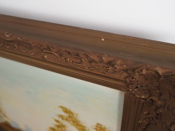 Image 1 of Peinture "The Road by the Pond", design scandinave, années 1970