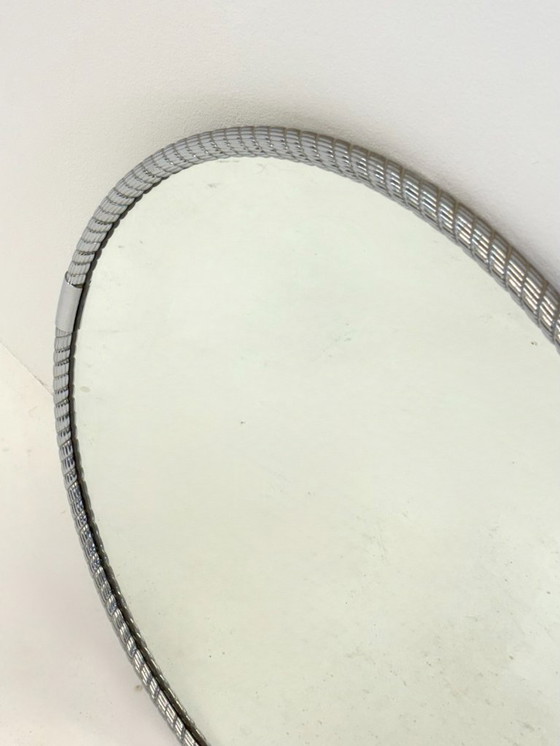 Image 1 of Ronde vintage spiegel met buisframe