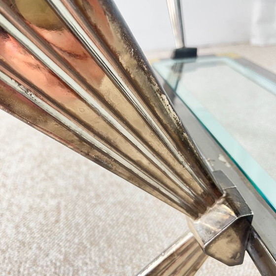 Vintage Italiaanse salontafel van glas, chroom en messing, Hollywood Regency-stijl, jaren 70. – Metal (photo 18 of 19)
