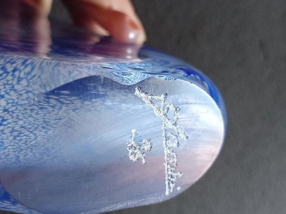 Image 1 of Skulpturale Vase aus mundgeblasenem Glas, signiert Gambier 1996 – Französische Glaskunst