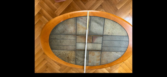 Brutalist vintage living room table | Cherry wood & natural stone | 70s/80s | Mid-Century – Coffee tables (photo 5 of 6)