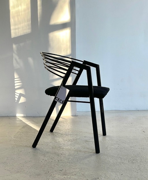 Vintage 80er Stühle schwarz neu gepolstert