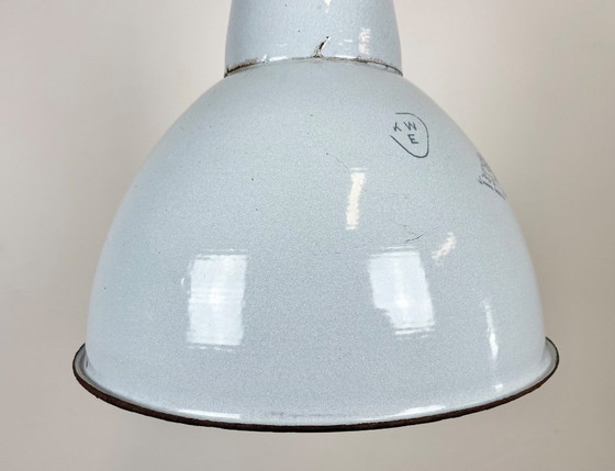 Image 1 of Industrielle graue Emaille-Pendelleuchte, 1960er Jahre