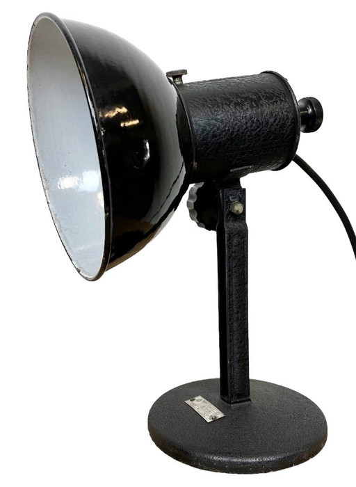 Vintage Black Enamel Table Photo Lamp, 1950s