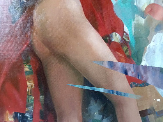 Original Oil Painting Abstract Expressionism Figurative Girl Nude – Paintings & Drawings, Canvas (photo 5 of 8)