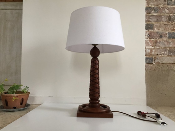 Image 1 of LAMPE Art Déco PALISSANDRE Sculpté