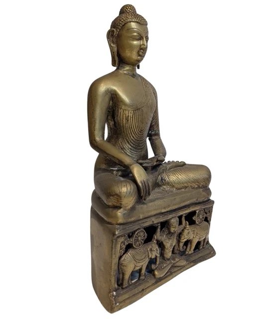Bronze Buddha mit Elefantenbasis – Shakyamuni – Bildhauerei (photo 3 of 11)