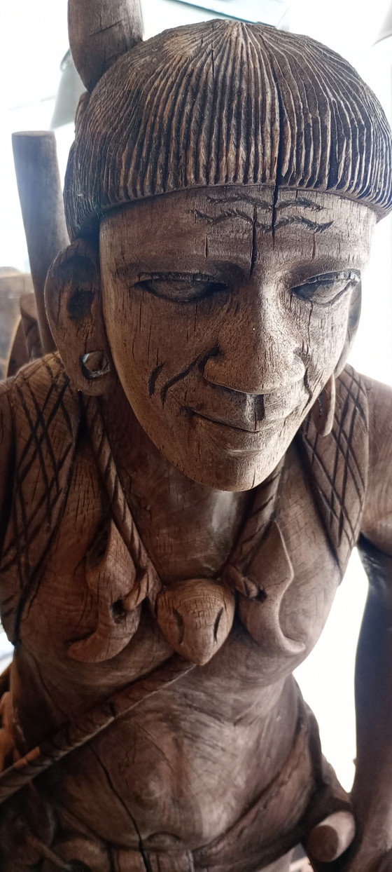 Image 1 of Zwei aus Holz geschnitzte Jäger