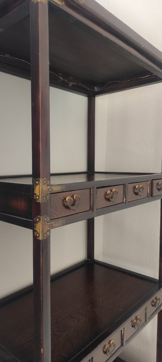 Asian Style Side Table – Cabinets, Wood, Brass (photo 4 of 12)