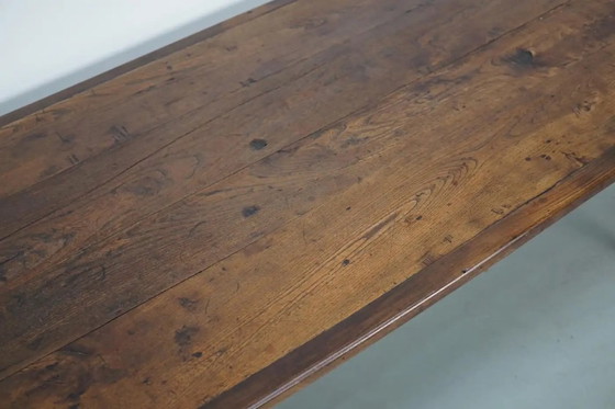 Image 1 of Mesa de comedor rústica francesa de madera de olmo, siglo XX