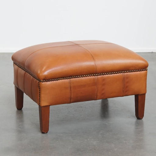Porte-harnais en cuir de bœuf cognac avec finition rivets décoratifs