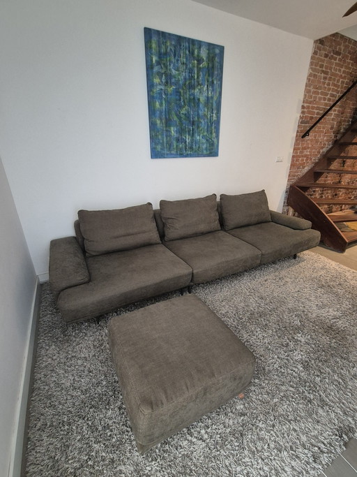 Green Enzo Luca 4-seater sofa with ottoman