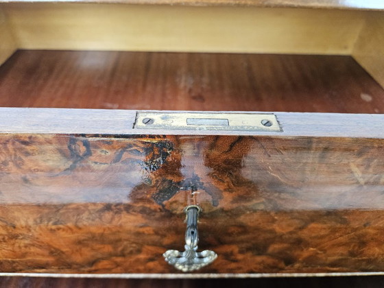 Image 1 of Walnut Burl Chest of Drawers with Double Glass Top