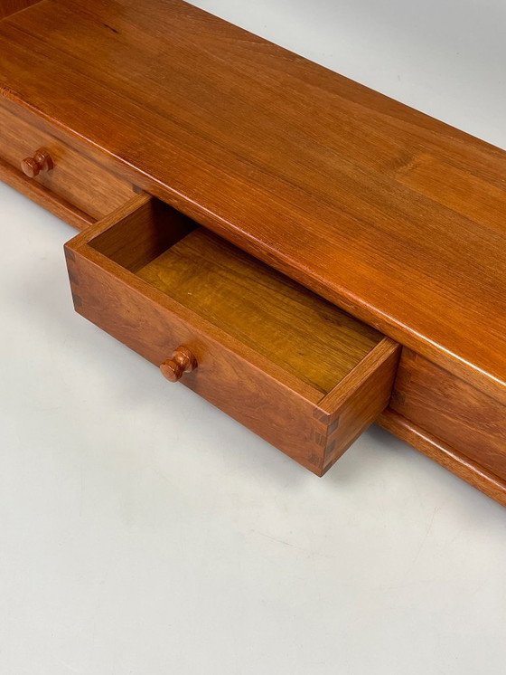 Image 1 of Vintage Wall Shelf With Drawers, Dyrlund, Solid Teak, Denmark 1970's