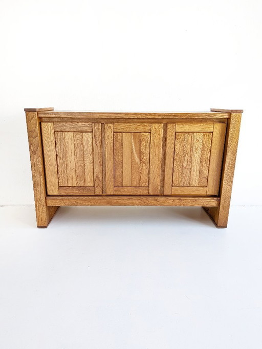 French Elm Wood Sideboard 1980s 