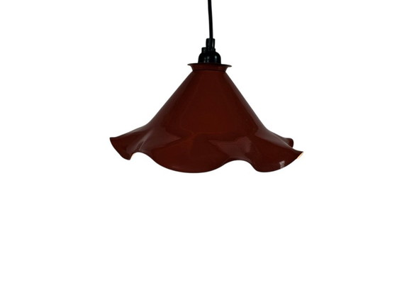 Lampe suspendue vintage « Tulipe » en émail et métal, années 80 – Suspensions, Metal (photo 4 of 7)