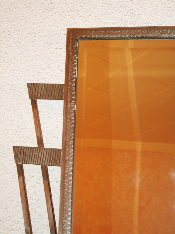Image 1 of Metal Art Deco mirror (forged/ trapezoidal shape)