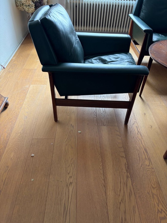 Zeldzame Mid-Century Set: 4x Bovenkamp Lounge Chairs (Groen Leer) + Bijpassende Tafel - Jaren '60 (Gemerkt) (photo 12 of 18)