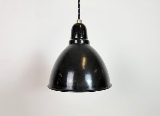 Image 1 of Lámpara de techo industrial pequeña de esmalte negro, años 50