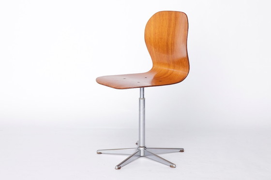 Image 1 of Vintage Pagholz Swivel Chair 1960s, Industrial School Chair by Neuwieder Schulmöbel, Mid Century Desk Chair