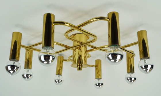 Large 1970s Sputnik Brass Ceiling Lamp 8-Light Ceiling Fixture – Ceiling lights (photo 7 of 11)