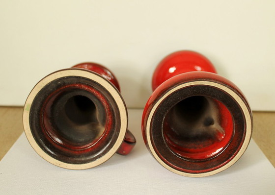 Set di candelabri vintage Goebel modello 'PAN', in ceramica rossa, anni '70. – Goebel - PAN, Portacandele (photo 12 of 14)