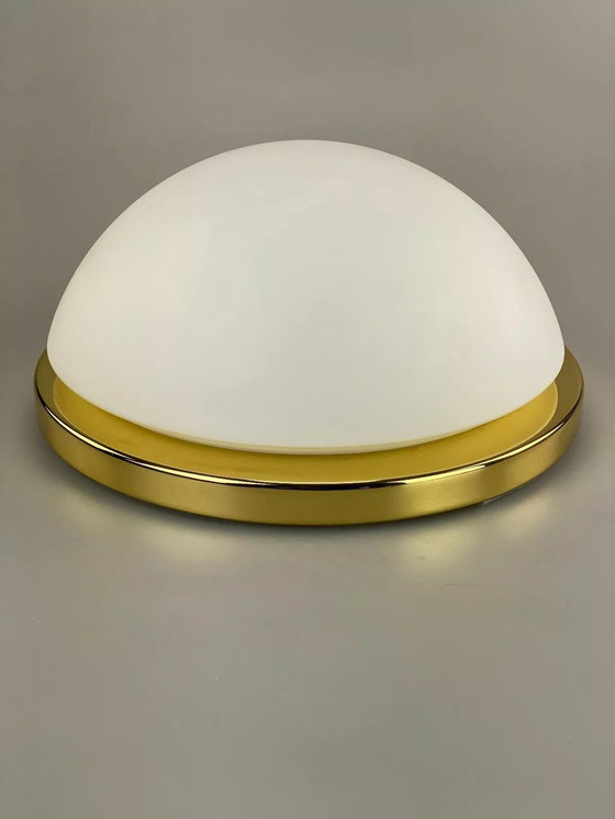 Image 1 of 70er Jahre Limburg Glashütte Plafoniere Deckenlampe Glas Space Design Lampe 70s