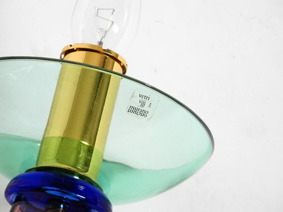 Image 1 of Deux lampes de table rares en verre de Murano italien des années 1980, au design Memphis postmoderne | Vetri Murano