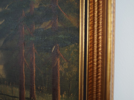 Image 1 of Tableau "Le cerf au bord de la route", design scandinave, années 1970