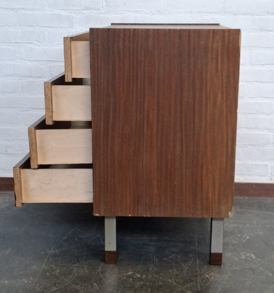 vintage ladenkastje, Ladekasten, Metaal, Hout, Bruin (foto 4 van 13)