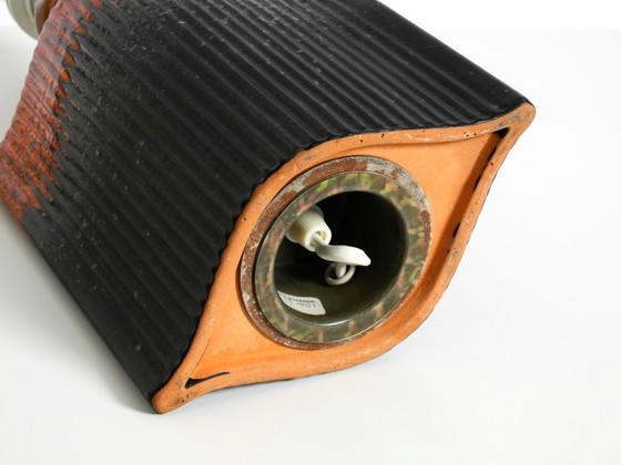 Image 1 of Unique 1960s ceramic table lamp in red and black by Kaiser Leuchten