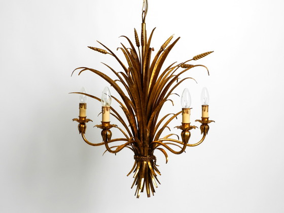 Image 1 of Beautiful Huge 1970S Gold-Plated 5-Arm Tall Metal Chandelier By Hans Kögl