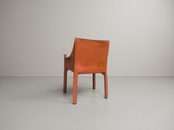 Image 1 of Stuhl CAB 413 in cognacfarbenem Leder von Mario Bellini für Cassina, Italien, 1970er Jahre