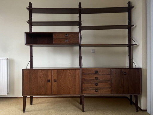 Mueble de pared vintage de los años 60, diseño de mediados de siglo, modular, aspecto teca.