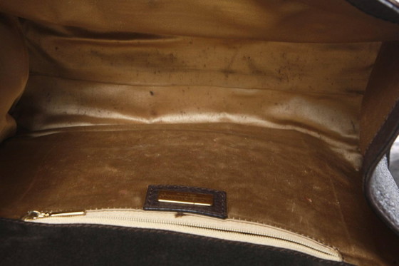 Image 1 of Dolce & Gabbana, Borsa a mano in pelle marrone con stampa giraffa in pelo di vitello.