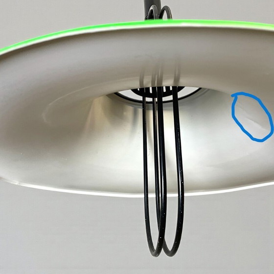 Image 1 of Industriële groene metalen intrekbare eetkamerlamp, jaren 1070